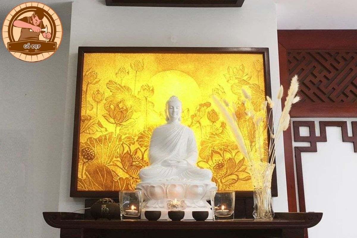 Mẫu bàn thờ Phật treo tường nhỏ gọn