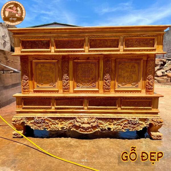 Tủ Thờ Gỗ Hương BT 143 - chất liệu gỗ bền đẹp