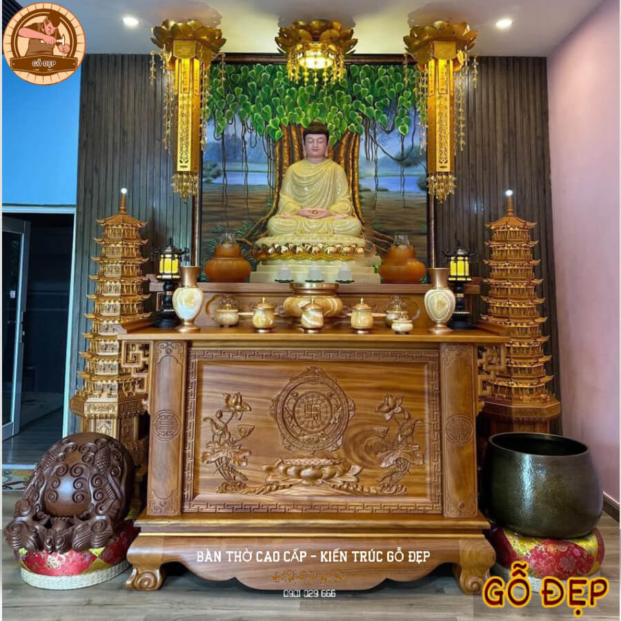 Tủ Thờ Phật Thờ Mẹ Quan Âm Hiện Đại BT 9893 - Sự Kết Hợp Hoàn Hảo Giữa Tôn Nghiêm và Hiện Đại