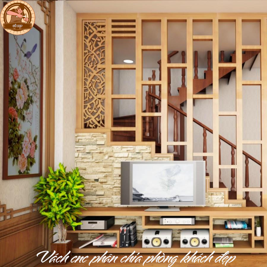Vách cnc phân chia phòng khách đẹp