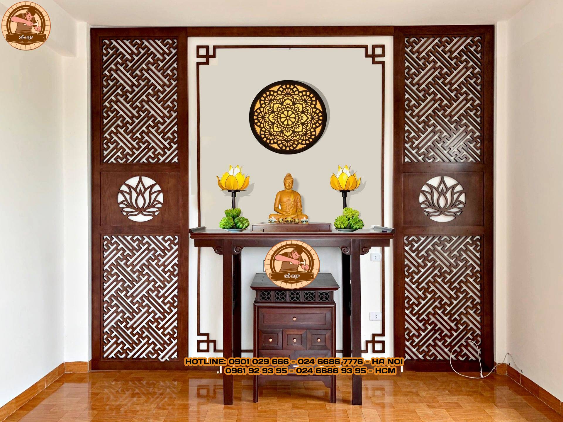 Vách Ngăn Bàn Thờ CT 30 đẹp, hiện đại tại Kiến Trúc Gỗ Đẹp