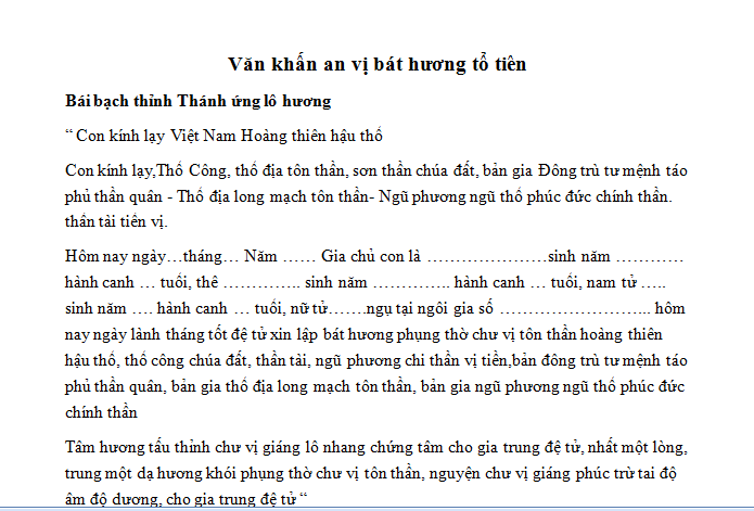 văn khấn người mới mất