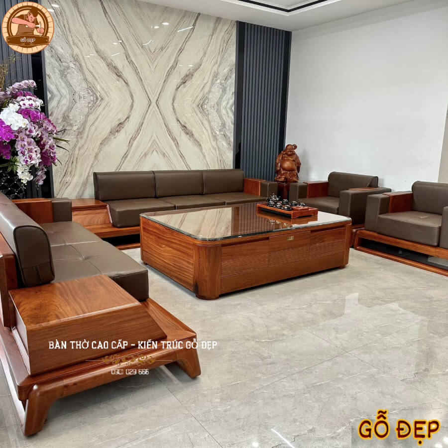 Với thiết kế hiện đại, Bàn Ghế Sofa Gỗ Gõ Đỏ Hiện Đại SF 33