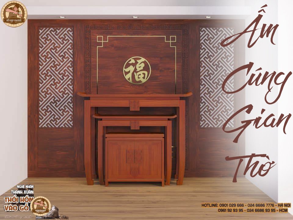 Vách ngăn giúp không gian thờ thêm ấm cúng, trang trọng