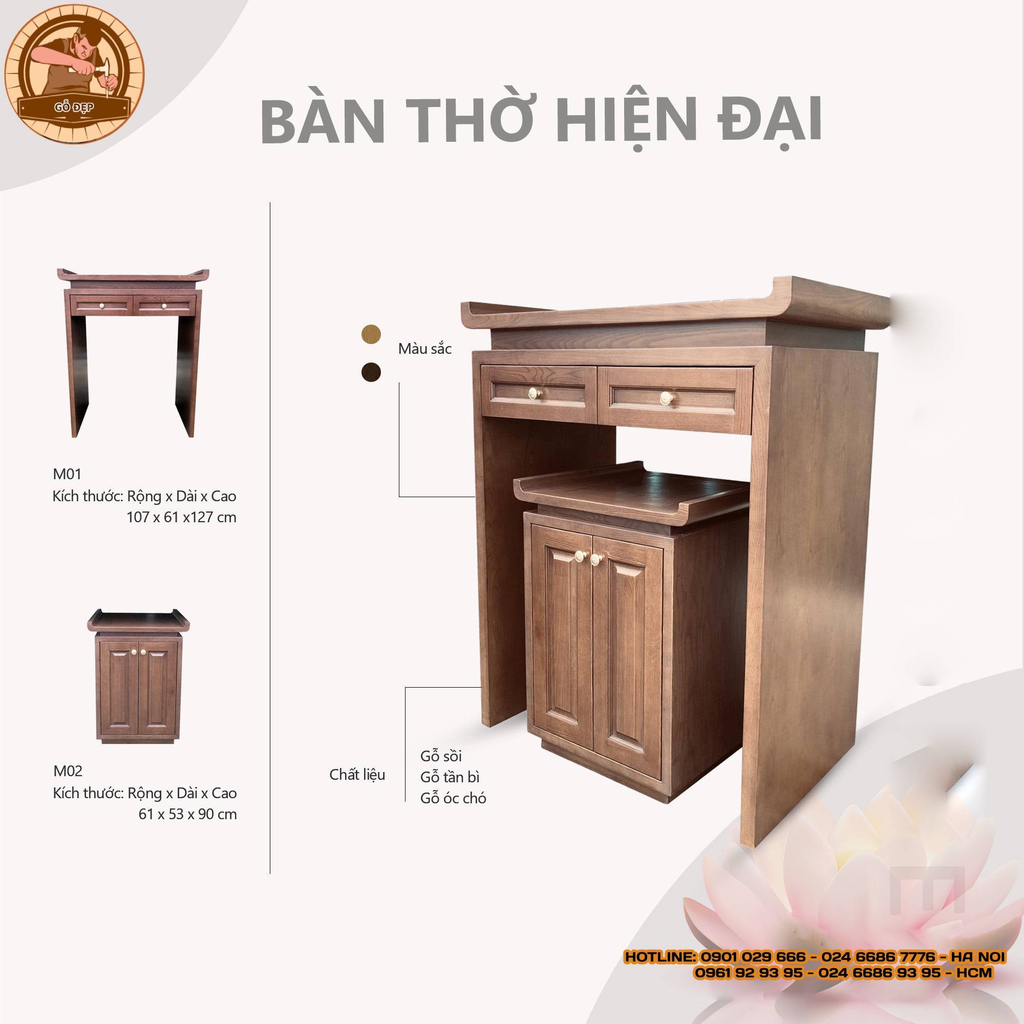 Bàn thờ đứng hiện đại cao cấp