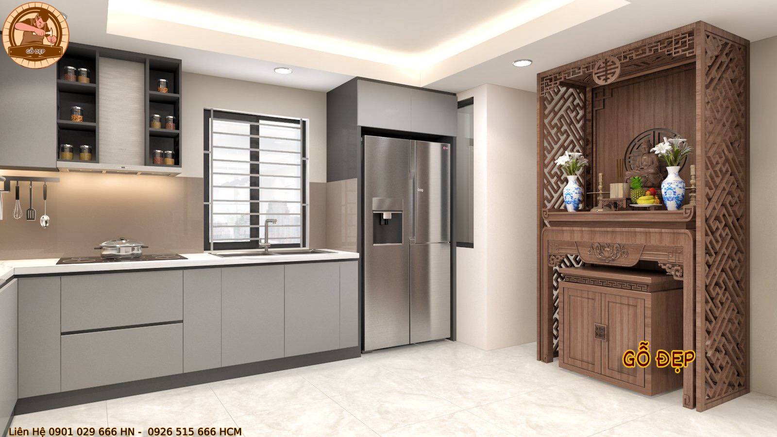 Bàn Thờ Hiện Đại Gỗ Sồi BT 31