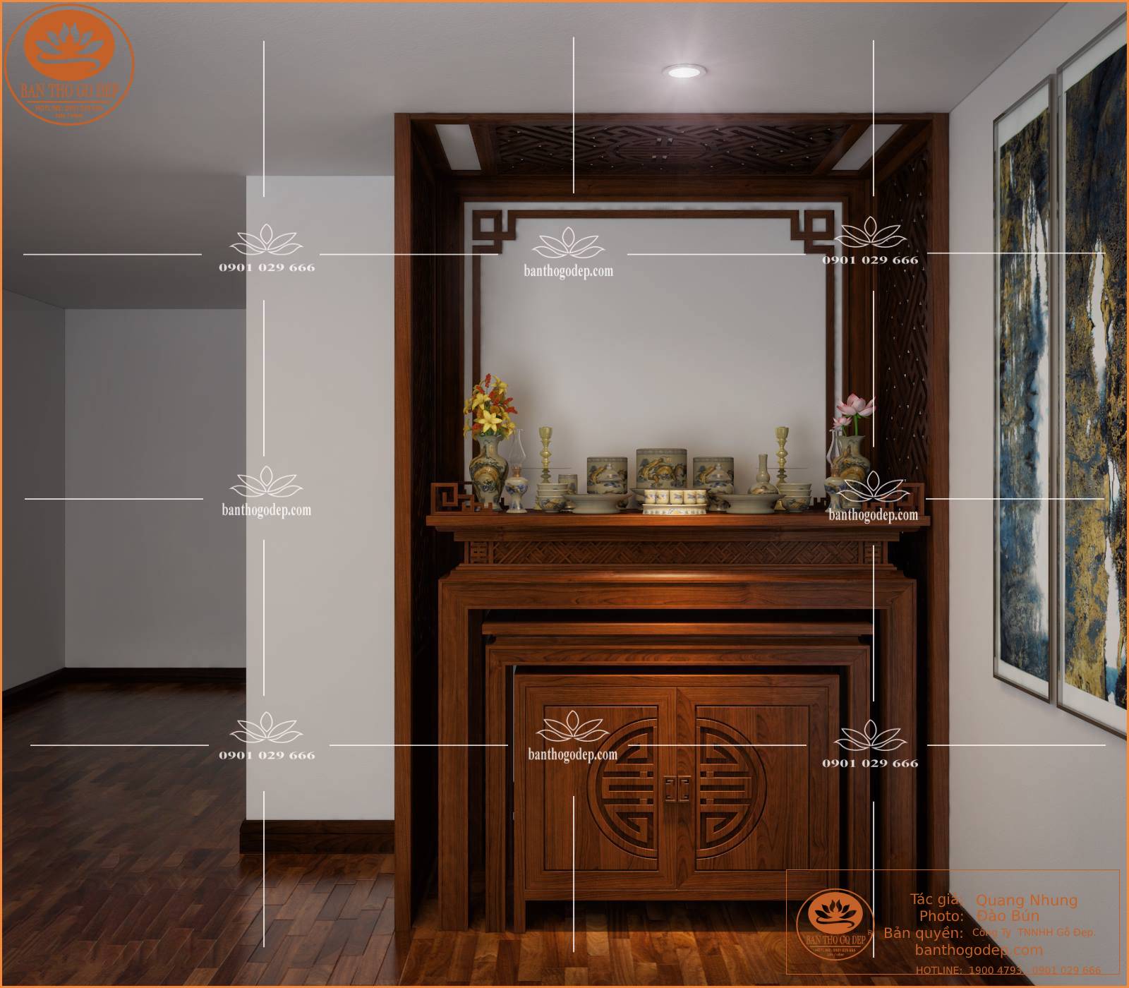 Bàn Thờ Gỗ Hương BT 05 đẹp