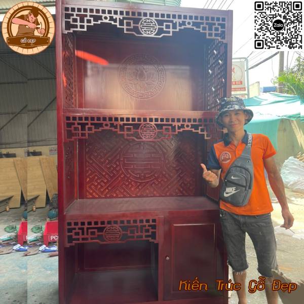 Mẫu bàn thờ 3 tầng gỗ công nghiệp OTT - màu sắc sang trọng