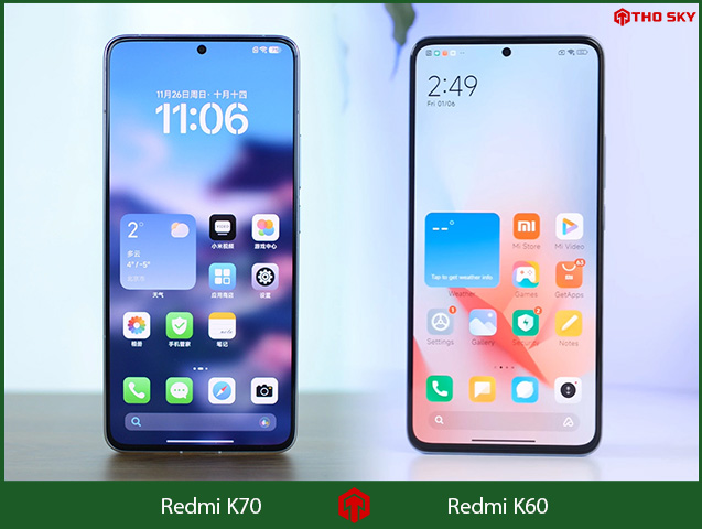 So sánh màn hình Redmi K70 và Redmi K60