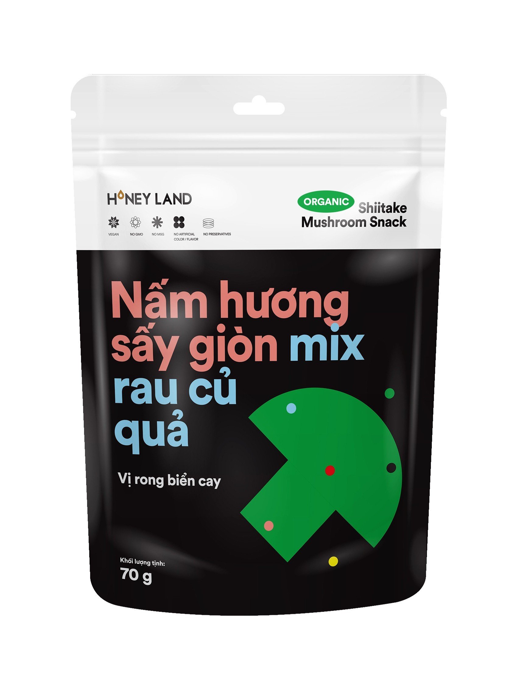 NẤM HƯƠNG SẤY GIÒN MIX RAU CỦ QUẢ VỊ RONG BIỂN CAY 70G