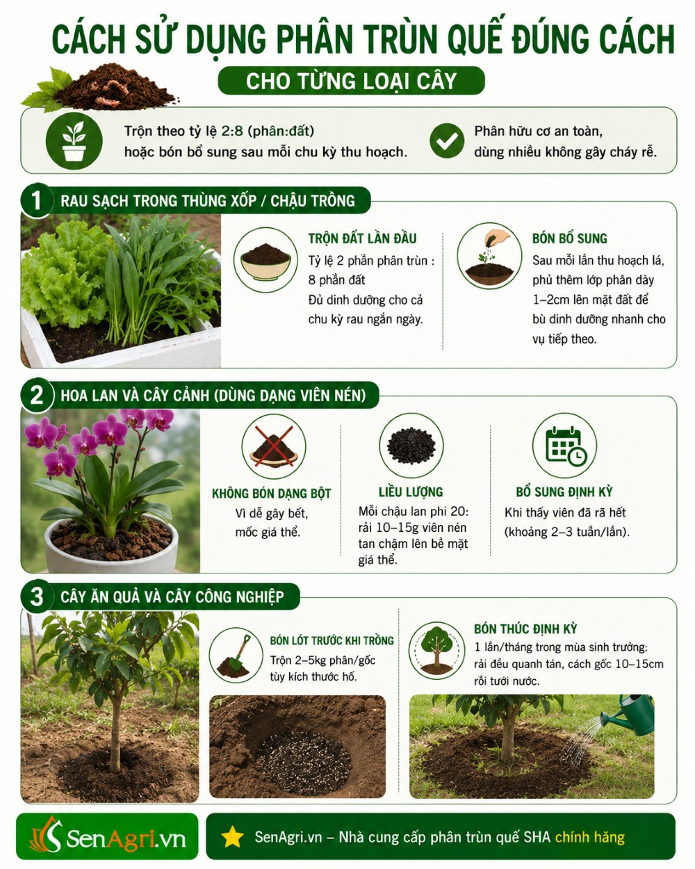 Cách sử dụng phân trùn quế đúng cách cho từng loại cây