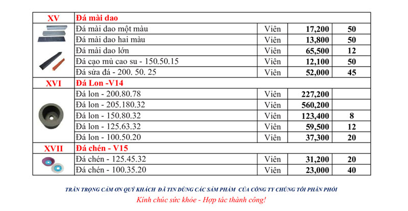 Bảng giá đá mài, đá cắt Hải Dương 2023 - Bảng 4