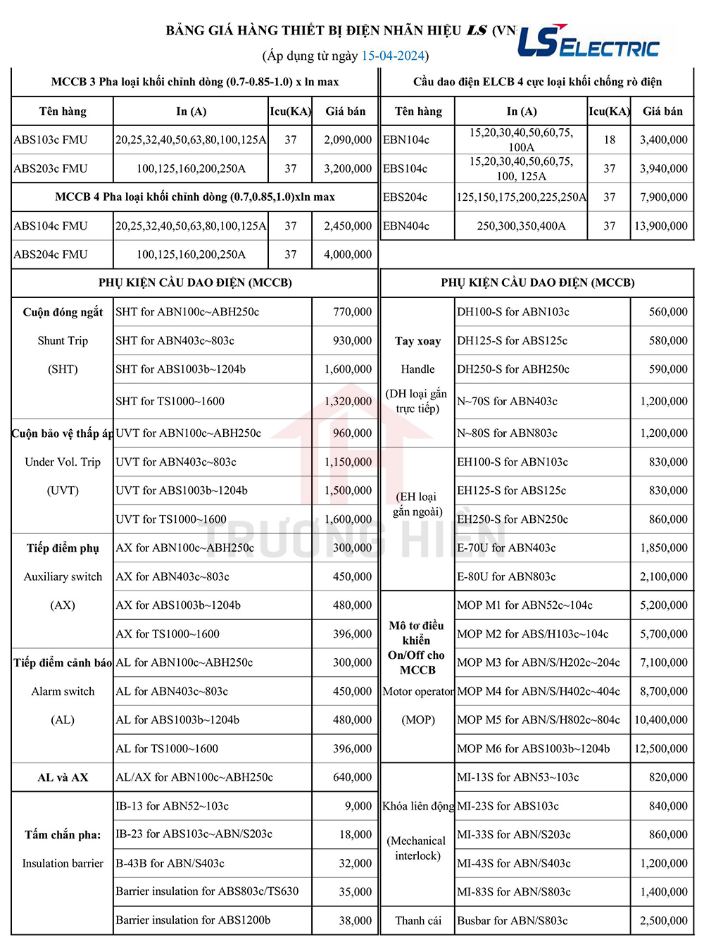 Catalogue và Báo Giá Thiết Bị Điện LS 2