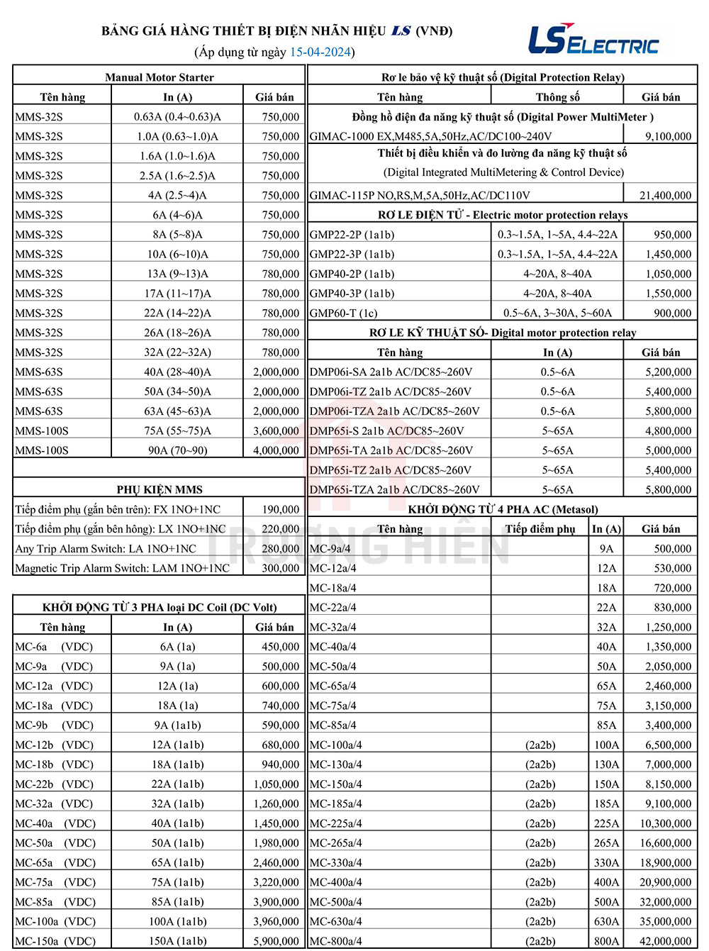 Catalogue và Báo Giá Thiết Bị Điện LS 7