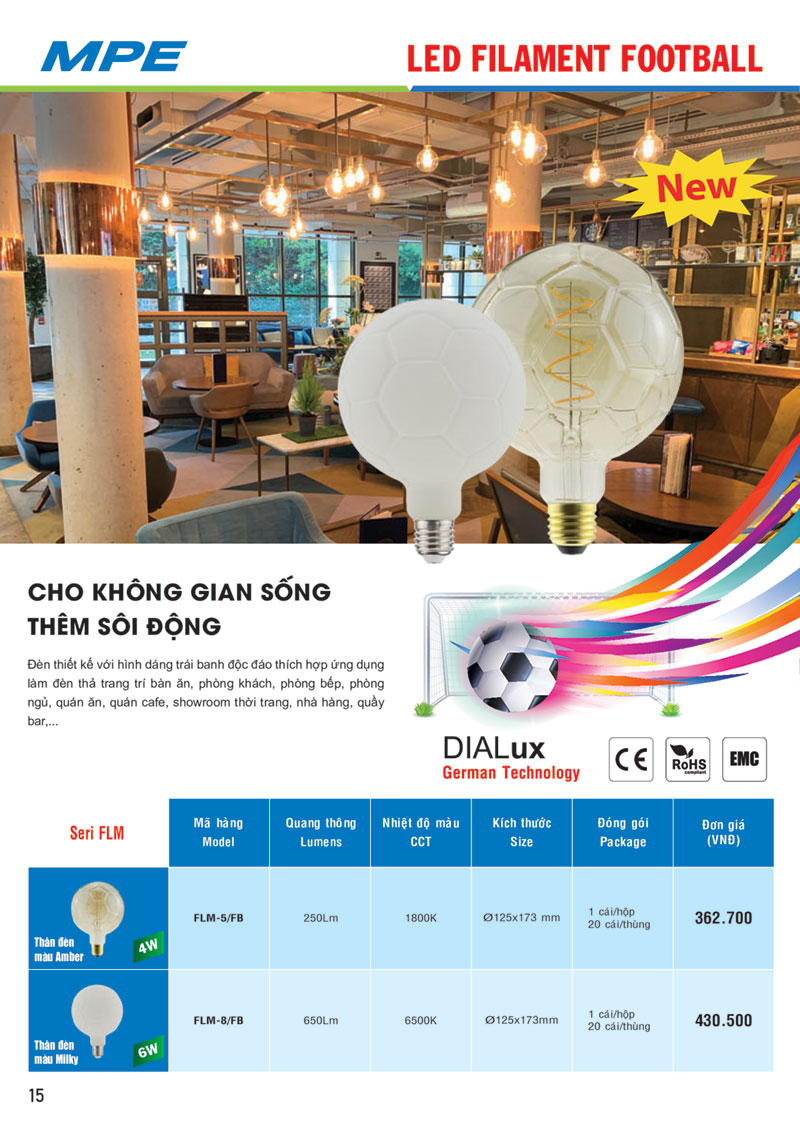 Bảng giá Đèn LED Bulb Filament Football