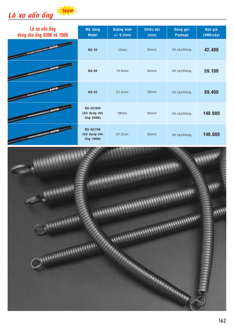Bảng giá lò xo uốn ống MPE