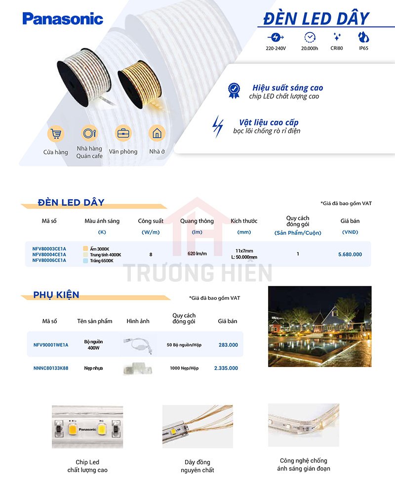 catalogue và báo giá đèn led dây của Panasonic
