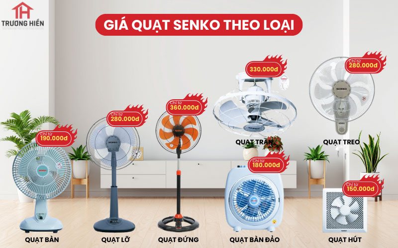 Bảng giá quạt Senko theo loại