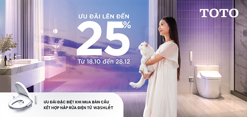 Ưu đãi 25% cùng TOTO Việt Nam tân trang phòng tắm