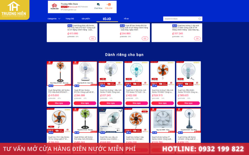 Cửa hàng điện nước online cửa Trương Hiền trên Lazada
