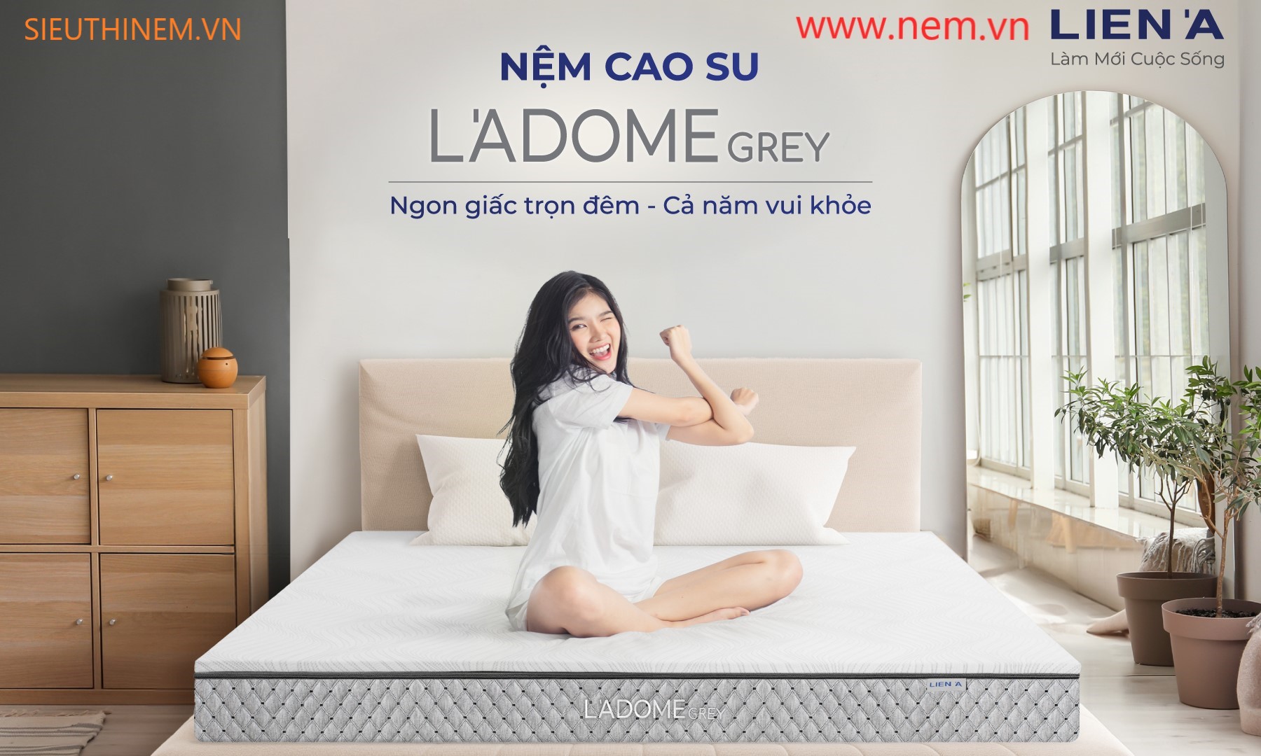 NỆM CAO SU LIÊN Á - L'ADOME GREY