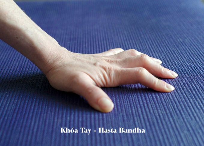 Minh họa Khóa Tay - Hasta Bandha khi đặt trên thảm tập yoga