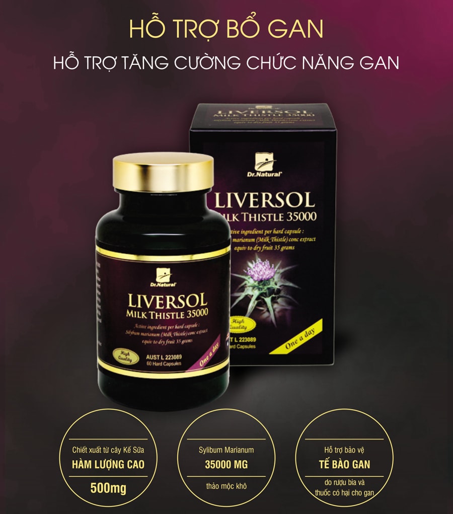 Viên uống bổ gan Úc Dr Natural Liversol Milk Thistle 35000