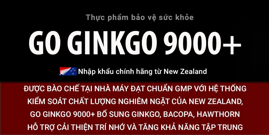 Viên uống bổ não nhập khẩu chính hãng New Zealand GO GINKGO 9000+ 60 viên