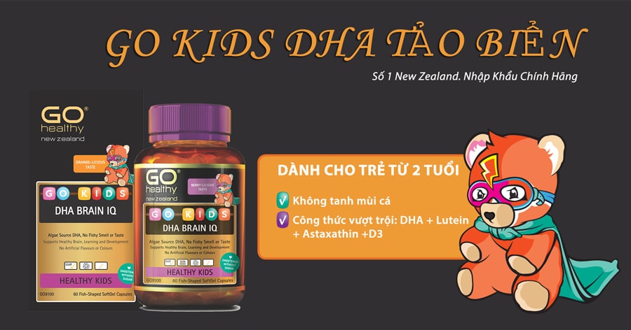 DHA cho bé từ 2 tuổi trở lên với GO Kids DHA Brain IQ nhập khẩu chính hãng New Zealand