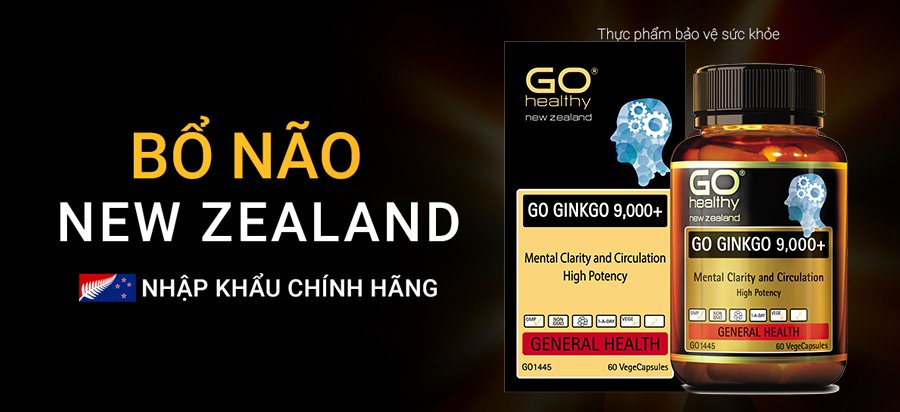 Viên uống bổ não nhập khẩu chính hãng New Zealand GO GINKGO 9000+ 60 viên