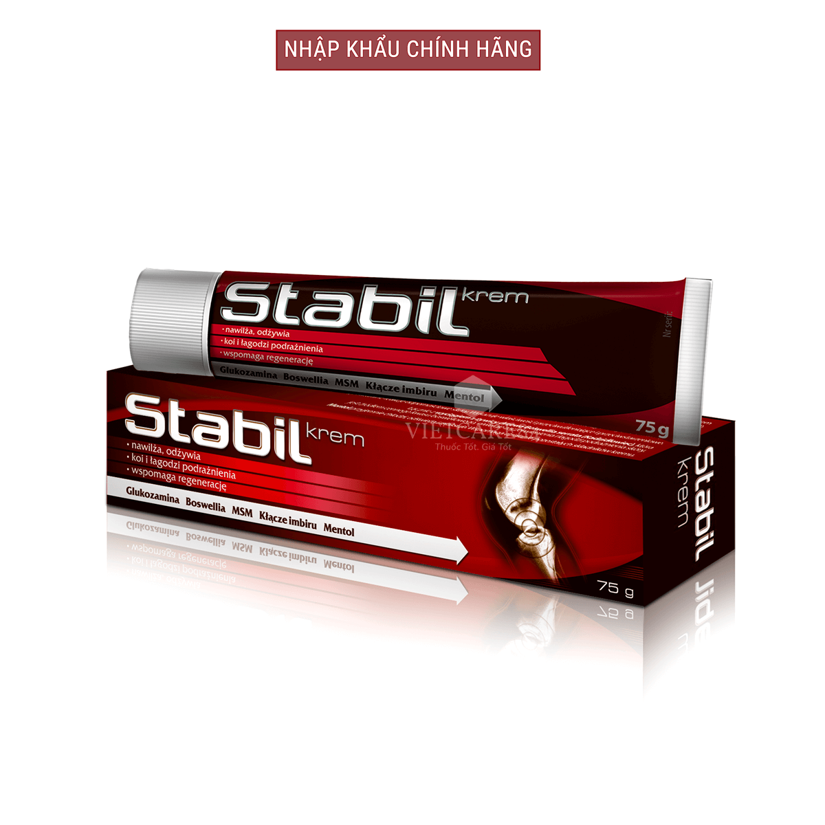 Kem bôi khớp nhập khẩu chính hãng Ba Lan STABIL (75 gam/ tuýp) bổ sung Glucosamine, Gừng, MSM, Boswellia & Bạc hà giúp thẩm thấu chăm sóc các khớp, giảm cứng khớp