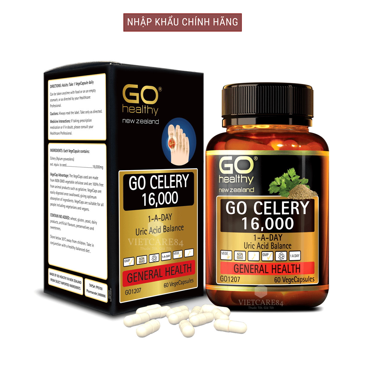 Viên gout nhập khẩu chính hãng New Zealand GO CELERY 16000 60 viên