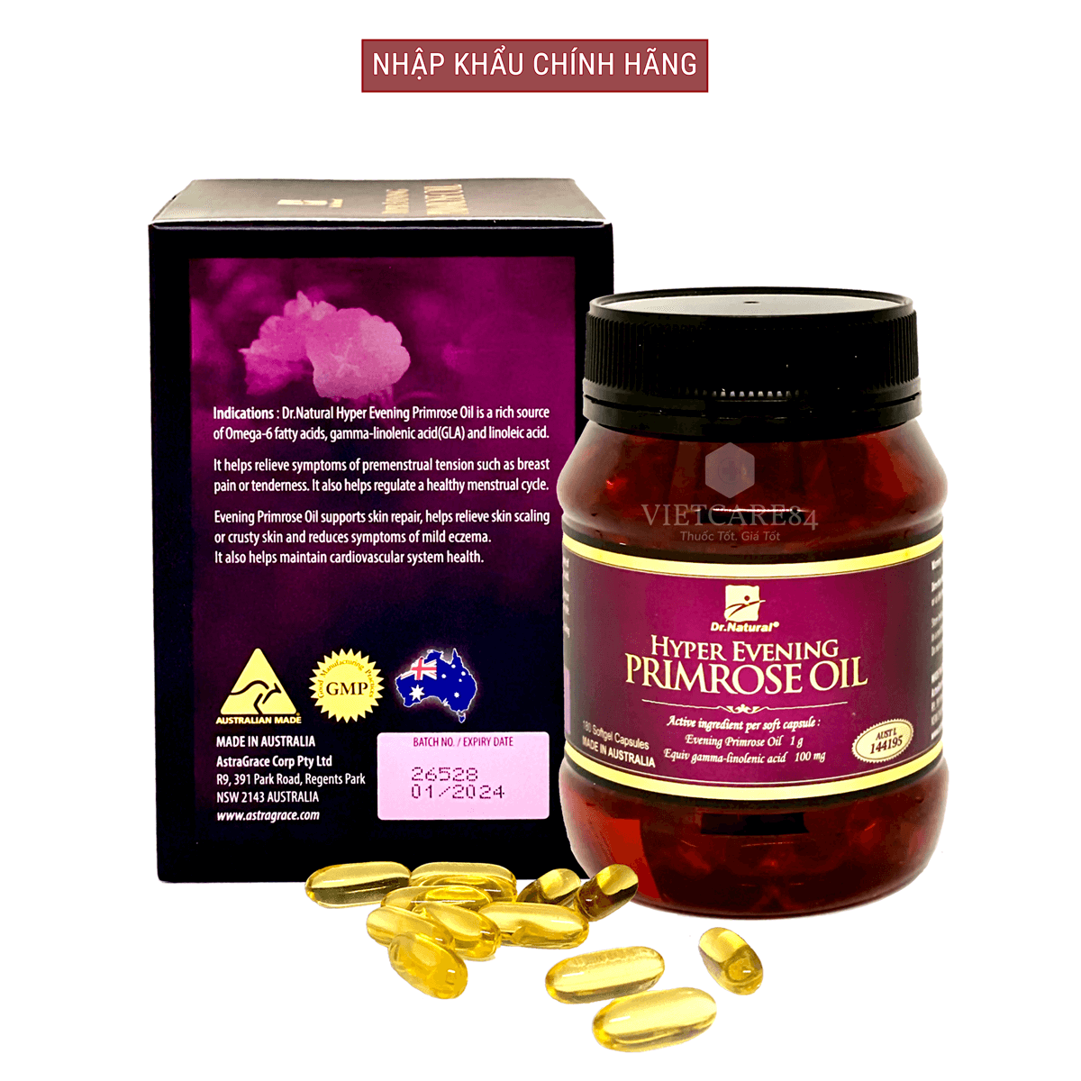 Viên uống tiền mãn kinh Dr Natural Hyper Evening Primrose Oil nhập khẩu chính hãng Úc