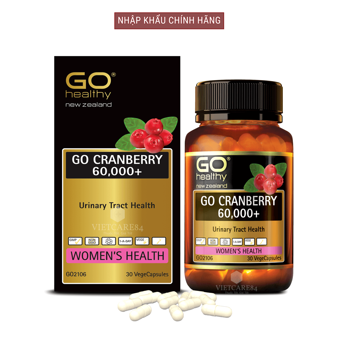 Viên uống viêm đường tiết niệu nhập khẩu chính hãng New Zealand GO CRANBERRY 60000+30 viên