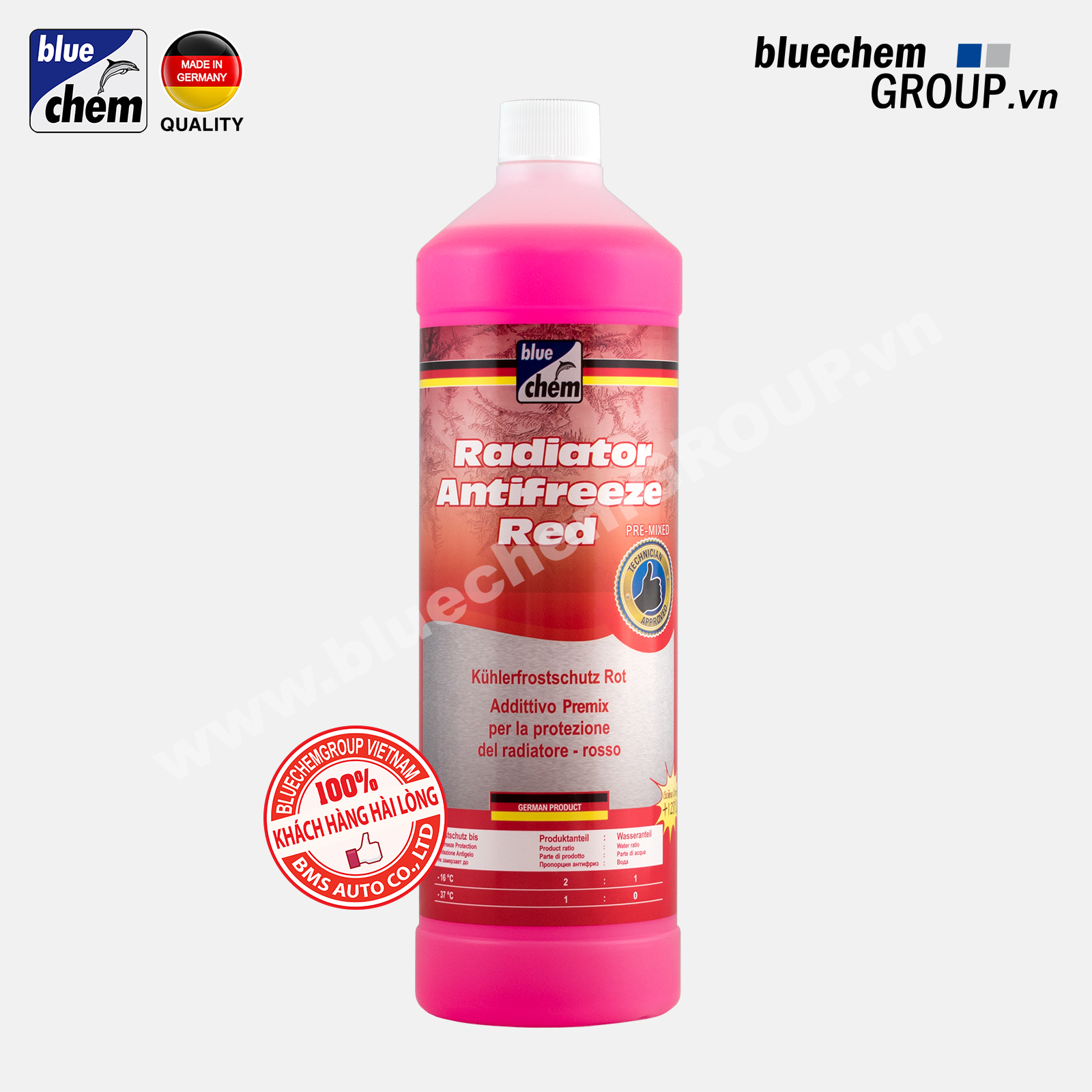 Nước Làm mát động cơ và chống đông G12 - màu Đỏ (bluechem Radiator Antifreeze Coolant Red)