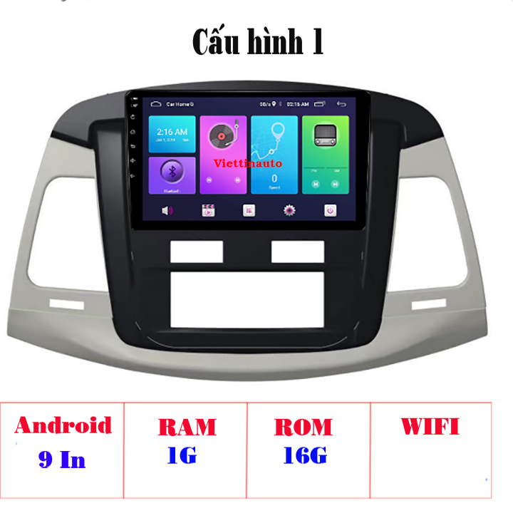 Màn hình Android 9 In xe Toyota Innova 2006-2012 Tiếng việt tích hợp GPS dẫn đường -Điều hòa tự động