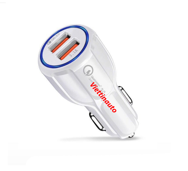 Tẩu sạc nhanh QC3.0 cho xe hơi 2 cổng USB 3.1A