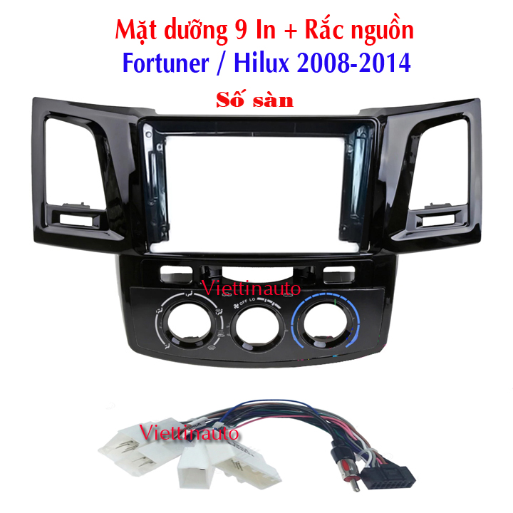 Mặt dưỡng lắp màn hình 9 In Toyota Fortuner, Toyota Hilux 2008-2014 Kèm rắc nguồn Zin