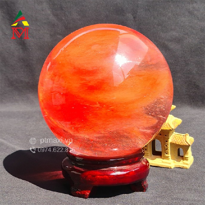 Quả Cầu đá Obsidian đỏ