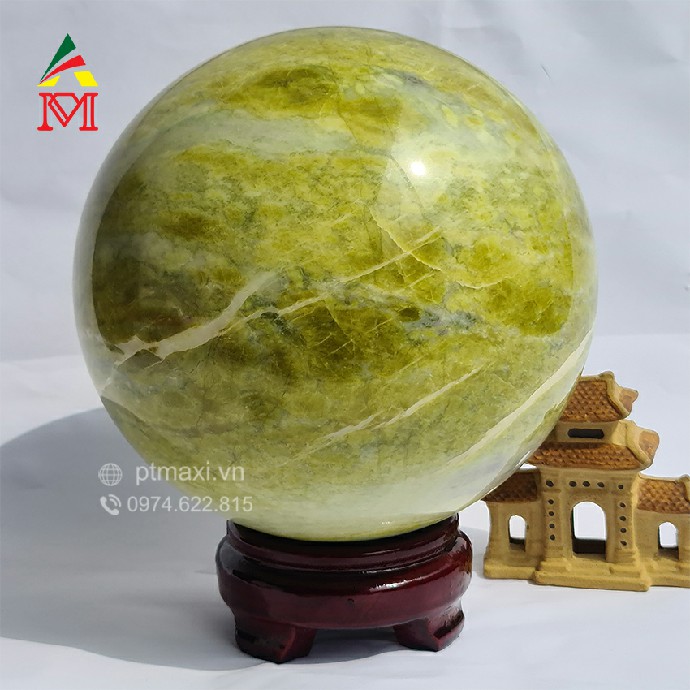 Quả Cầu Ngọc Serpentine xanh đậm