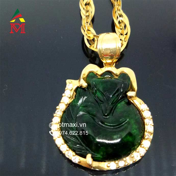 Vòng Tay Diopside 3A Mix Hồ Ly Ngọc Cẩm Thạch Bọc Vàng 10K