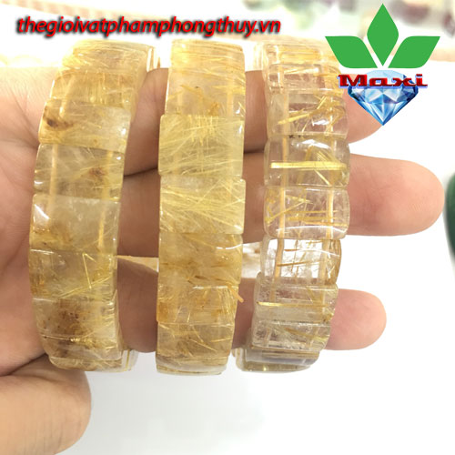 Vòng Tay Thạch Anh Tóc Vàng Vuông