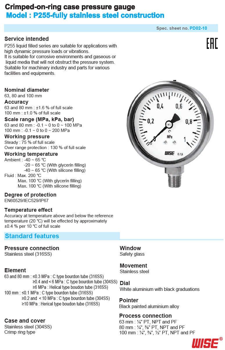 dong-ho-ap-suat-pressure-gauge-wise-p255