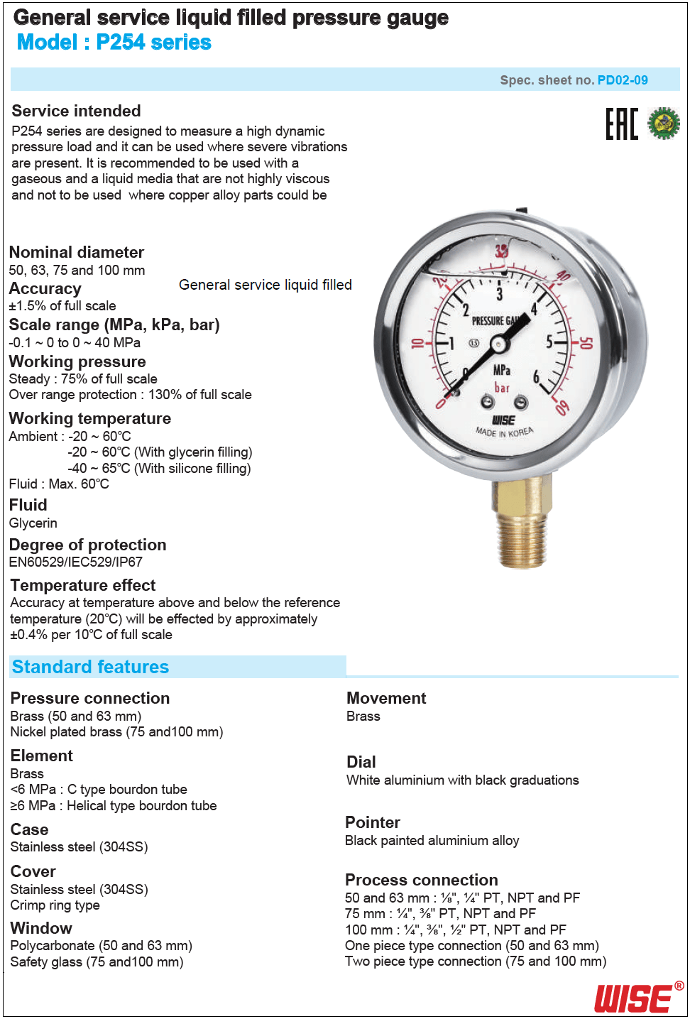 Pressure Gauge WISE. P254