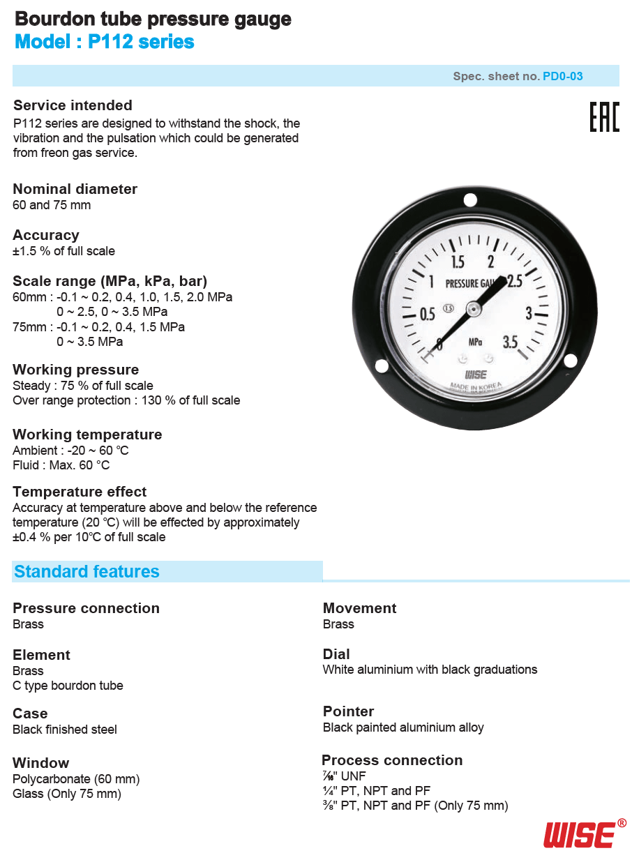Pressure Gauge WISE. P112