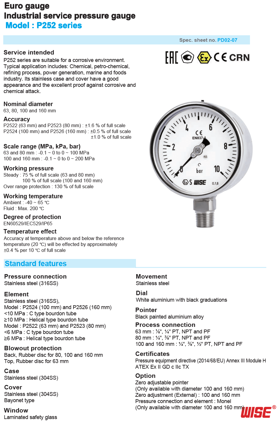 Pressure Gauge WISE. P252