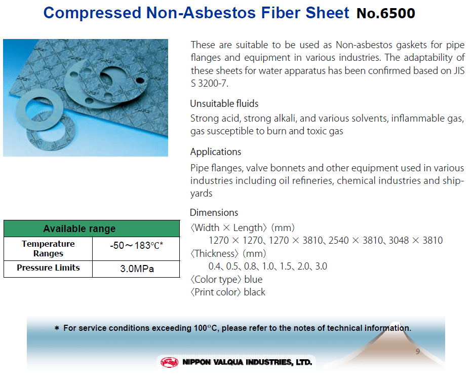 gioăng tấm không amiang valqua 6500