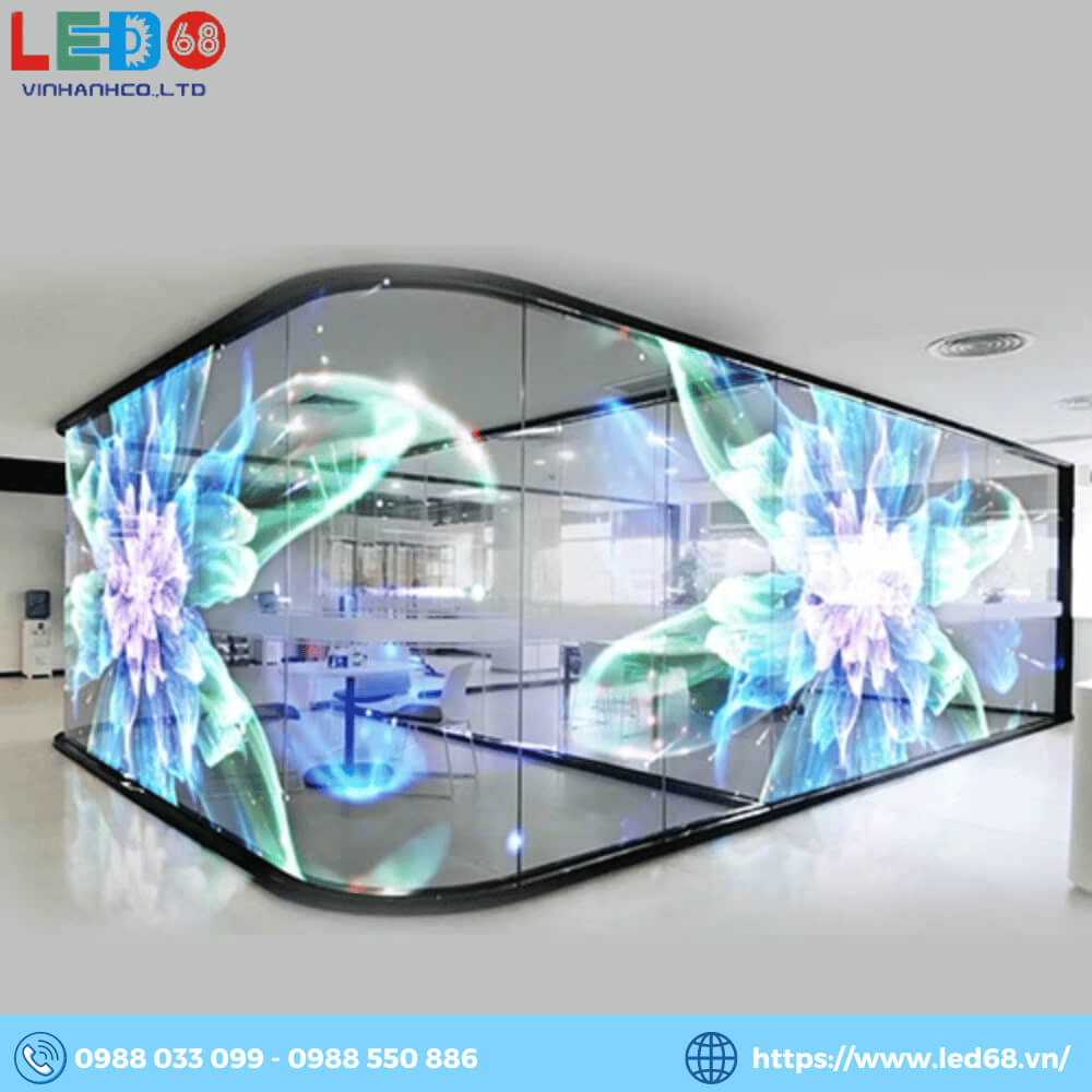 màn hình led dán kính sử dụng tại các store trong trung tâm thương mại