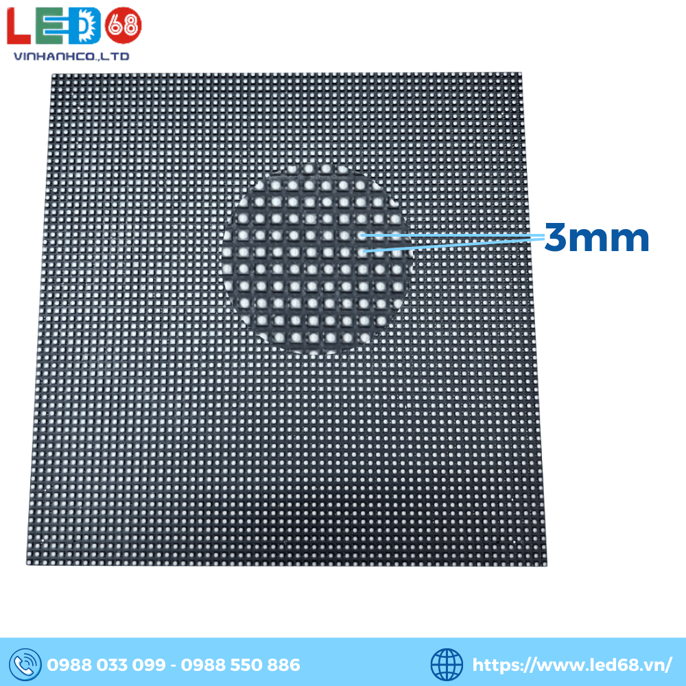 Màn hình LED P3 là màn hình được lắp ráp bởi những tấm module led có khoảng cách giữa các điểm ảnh là 3mm