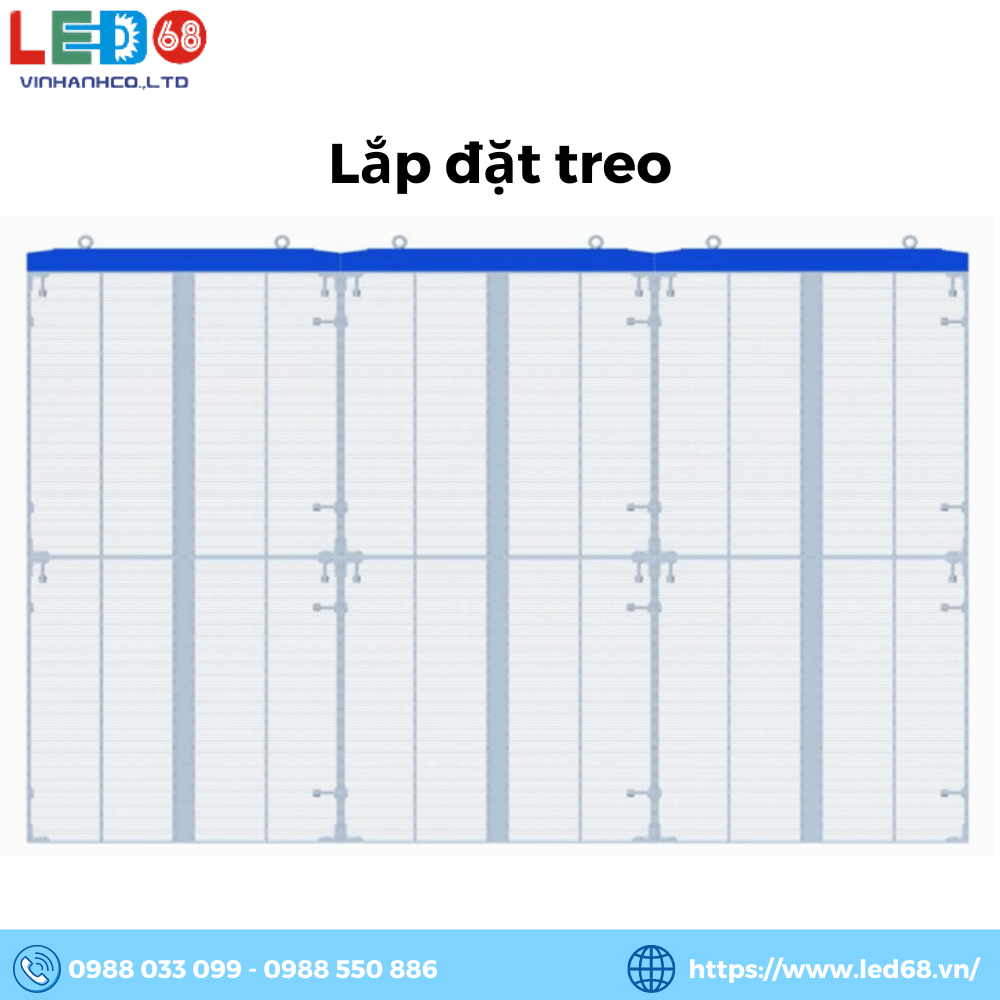 Lắp đặt màn hình LED trong suốt bằng cách treo